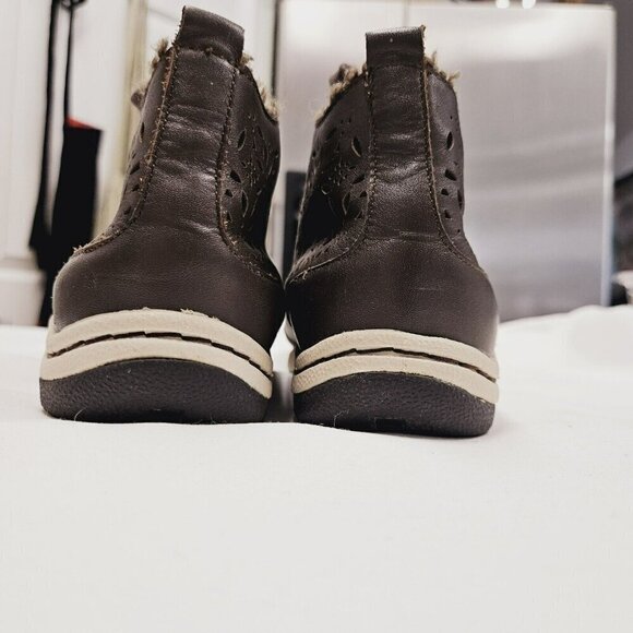 Jambu Eco Designs Lotus Mid Top Lace Up Biodegradable Brown Womens Faux Fur 6.5 - Picture 4 of 12